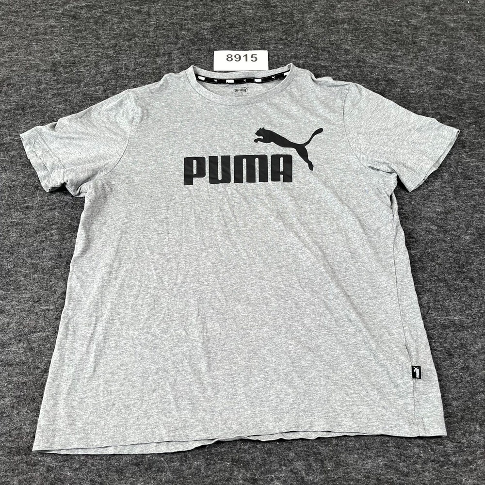 Puma T Shirt Mens Large Gray Graphic Logo Crew Neck Short Sleeve Casual Outdoor